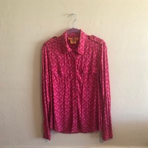 Tory Burch Pink Silk Button Up Blouse